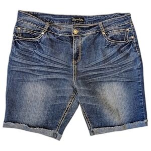Y2K Denim Bermuda Cuffed Jeans Shorts size 20 Vintage Blue
